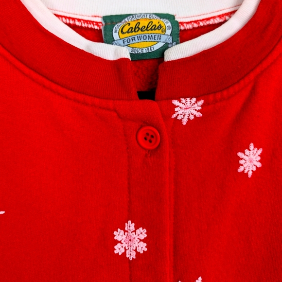 Cabela's Snowman Cardigan Women's Size XL or 2X Sweatshirt Christmas Red - Picture 8 of 13